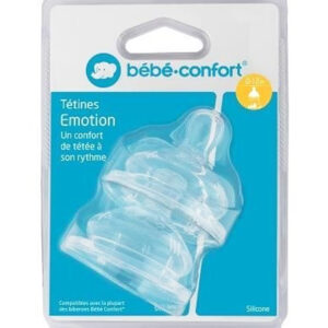 Bebe Confort – Tétines Emotion Col large T1 (x2) – 3 vitesses (0-12M +) 1 Promo Parapharmacie Casablanca Maroc - Medical Media Store