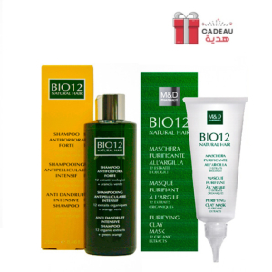 BIO12 Shampooing antipelliculaire intensif 250ml+Masque purifiant argile 75ml pack Promo Parapharmacie Casablanca Maroc - Medical Media Store