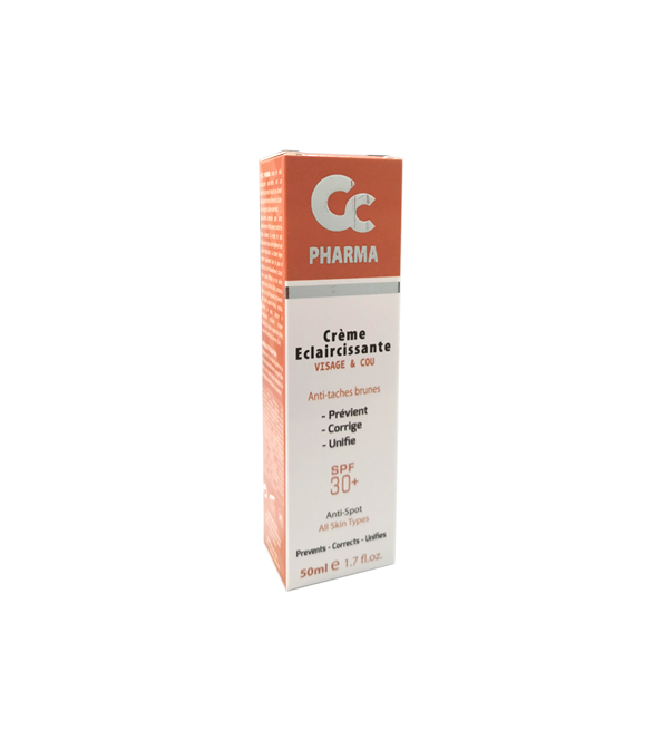CC PHARMA Crème Eclaircissante Visage & Cou SPF 30+ 50ml Parapharmacie Medical Media Store Maroc