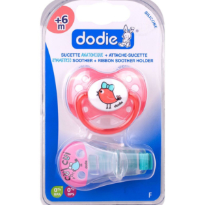 Dodie – Sucette forme anatomique + Attache sucette silicone (6M +) – Filles 1 Promo Parapharmacie Casablanca Maroc - Medical Media Store