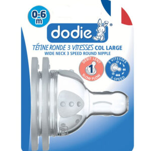 Dodie – Tétines Initiation+ col large (0-6 M) 3 vitesses Débit 1 (X2) 1 Promo Parapharmacie Casablanca Maroc - Medical Media Store