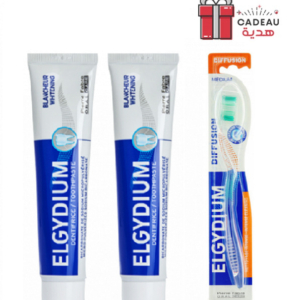 Elgydium lot 2 Dentifrice Blancheur 75 ml + Brosse à Dent Offerte Promo Parapharmacie Casablanca Maroc - Medical Media Store