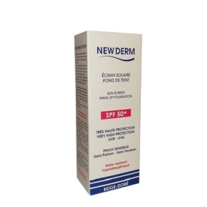 NEW DERM ECRAN SPF 50+ BEIGE DORE Promo Parapharmacie Casablanca Maroc - Medical Media Store