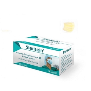 STERISOIN Masques Chirurgicaux Jaunes 50 Unités Promo Parapharmacie Casablanca Maroc - Medical Media Store
