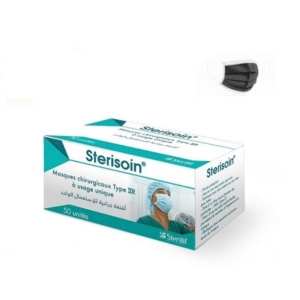 STERISOIN Masques Chirurgicaux Noirs 50 Unités Promo Parapharmacie Casablanca Maroc - Medical Media Store
