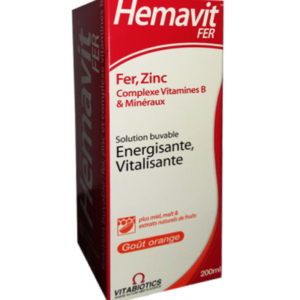 Vitabiotics – Hemavit Fer Complexes Vitamines B et Minéraux Liquide – 200ml Promo Parapharmacie Casablanca Maroc - Medical Media Store