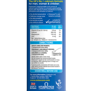 Vitabiotics – Osteocare Calcium Magnésium Zinc Vitamine D3 Liquide – 200ml 2 Promo Parapharmacie Casablanca Maroc - Medical Media Store